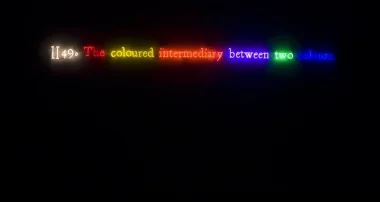 Joseph Kosuth, #II49. (On Color/Multi #3) , 1991. neon, transformer and certificate of authenticity 14 x 400 cm. Collection Anna and Morry Schwartz