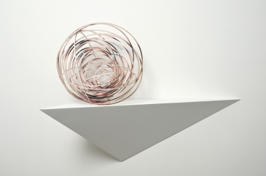 Justine Khamara, Orbital Spin Trick , 2013, UV print and hoop pine, 50x50x50cm.