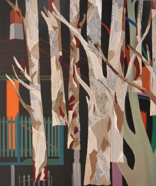 Phaptawan Suwannakudt, Bhava 11 , acrylic and vegetation fiber collage on canvas, 120 x 100cm, 2013.