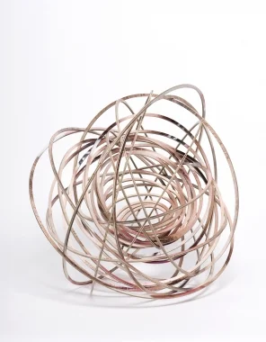 Justine Khamara, orbital spin trick , UV print on laser-cut plywood, 50cm diameter approx.
