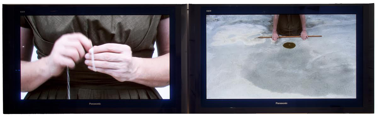 Eugenia Raskopoulos, re-mar(ki)ng, 2010, 2 channel video & sound 5:15 minutes