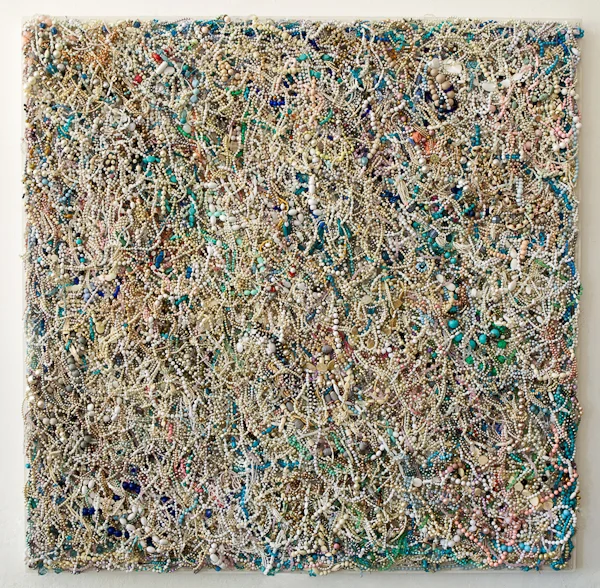 Mother (White) , 2014, Second-hand necklaces on aluminium frame, 170 x 170cm