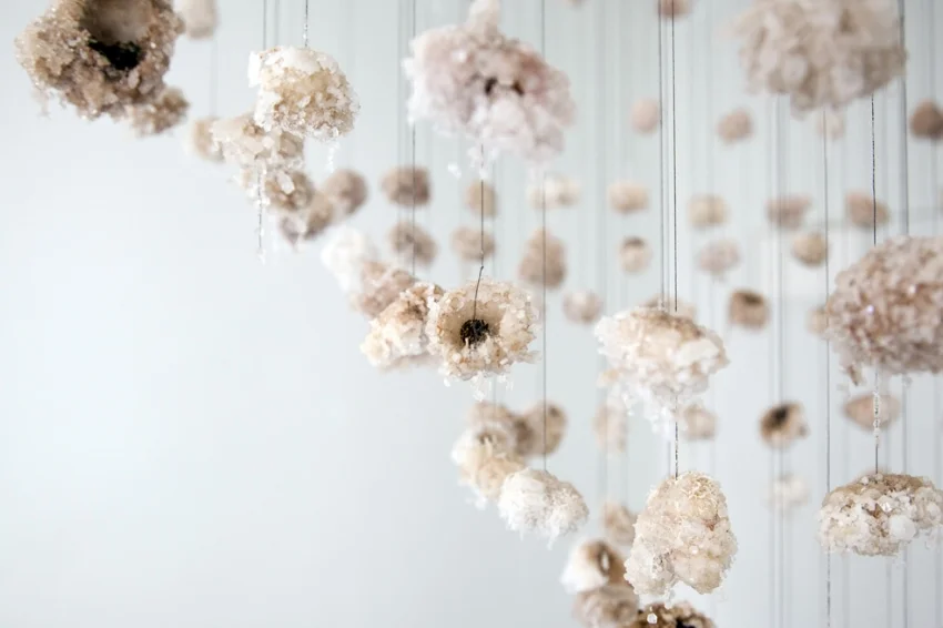 Crystal Day , 2014, Strawberry, Crystal thread, Dimension variable