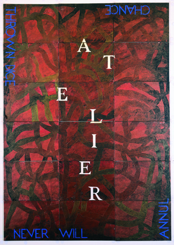    Atelier lll   , 2001, Synthetic polymer paint, gouache on 18 canvas boards, 150 x 106 cm  