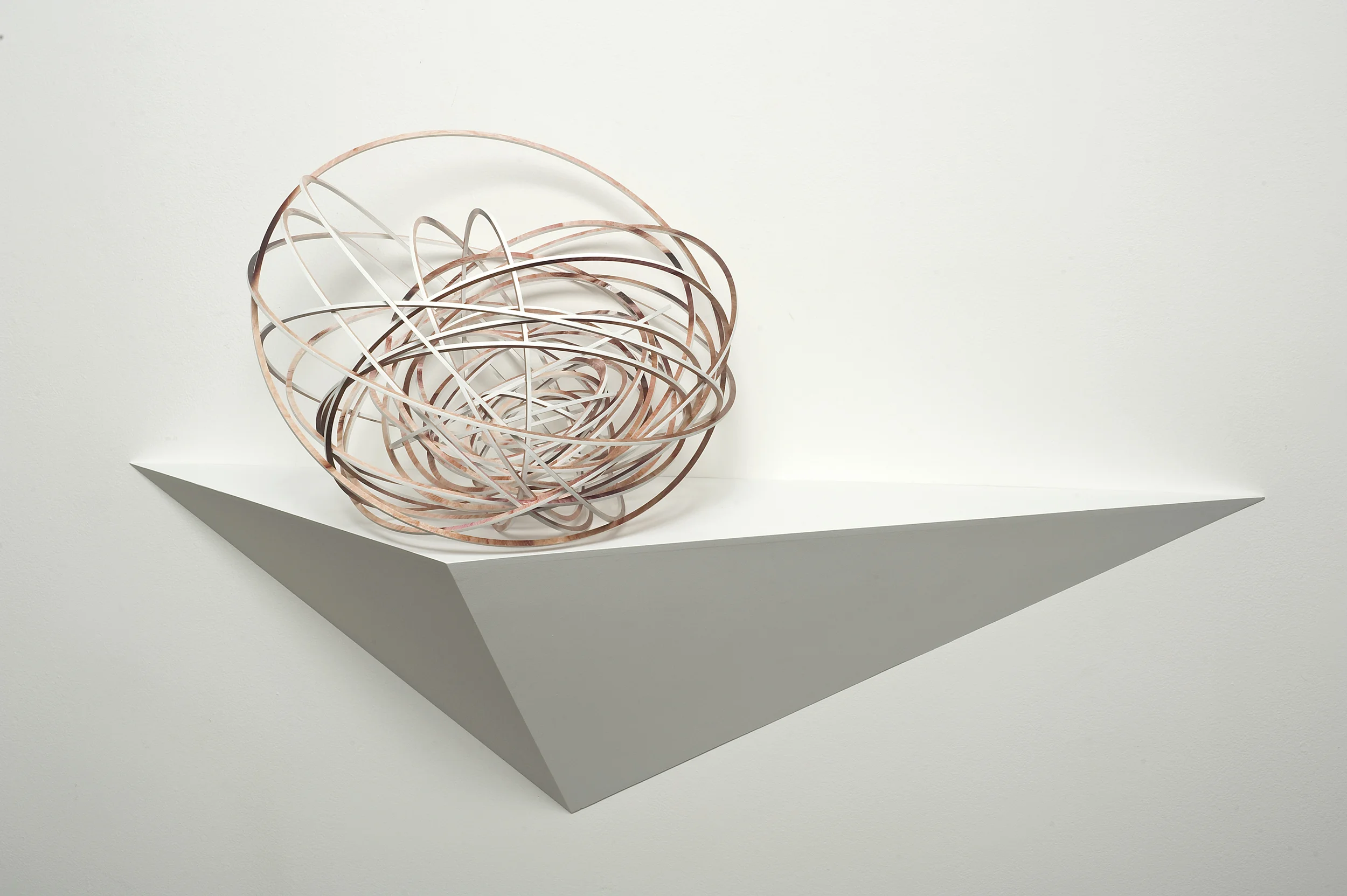 Justine Khamara, Orbital Spin Trick #2 , 2013, UV print on laser-cut plywood sculpture, 50 x 50 x 50cm. 