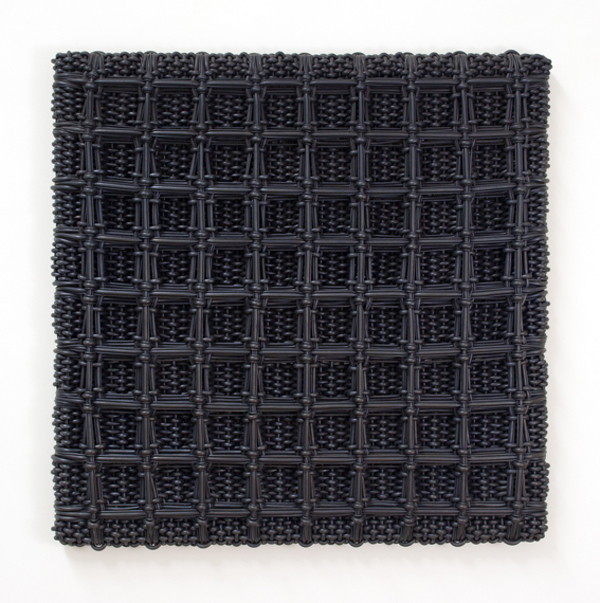   DANI MARTI     Strictly Porn (Variations in serious Blk Dress, No. 11 Take 3)  2005 rubber on wood  120 x 120 cm 