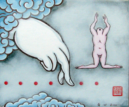   GUAN WEI    Buddha's Hand #9    2010   Acrylic on Card 25 x 30 cm  