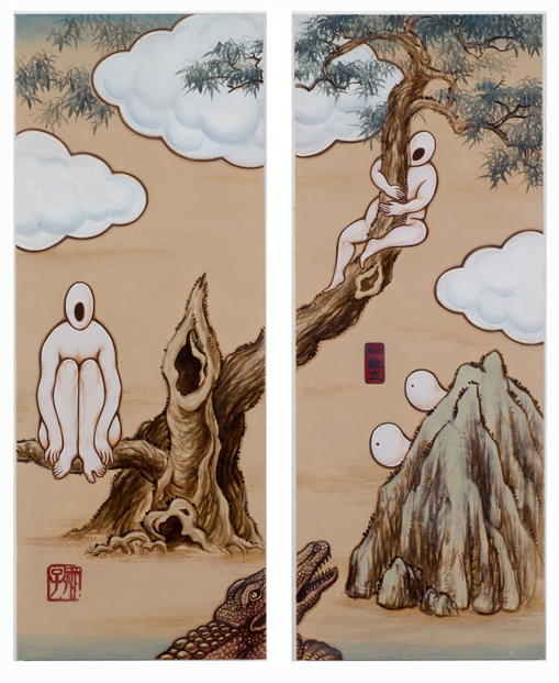   GUAN WEI   A Mysterious Land No.9   2007   Acrylic on canvas (2 panels)   130 x 106 cm  
