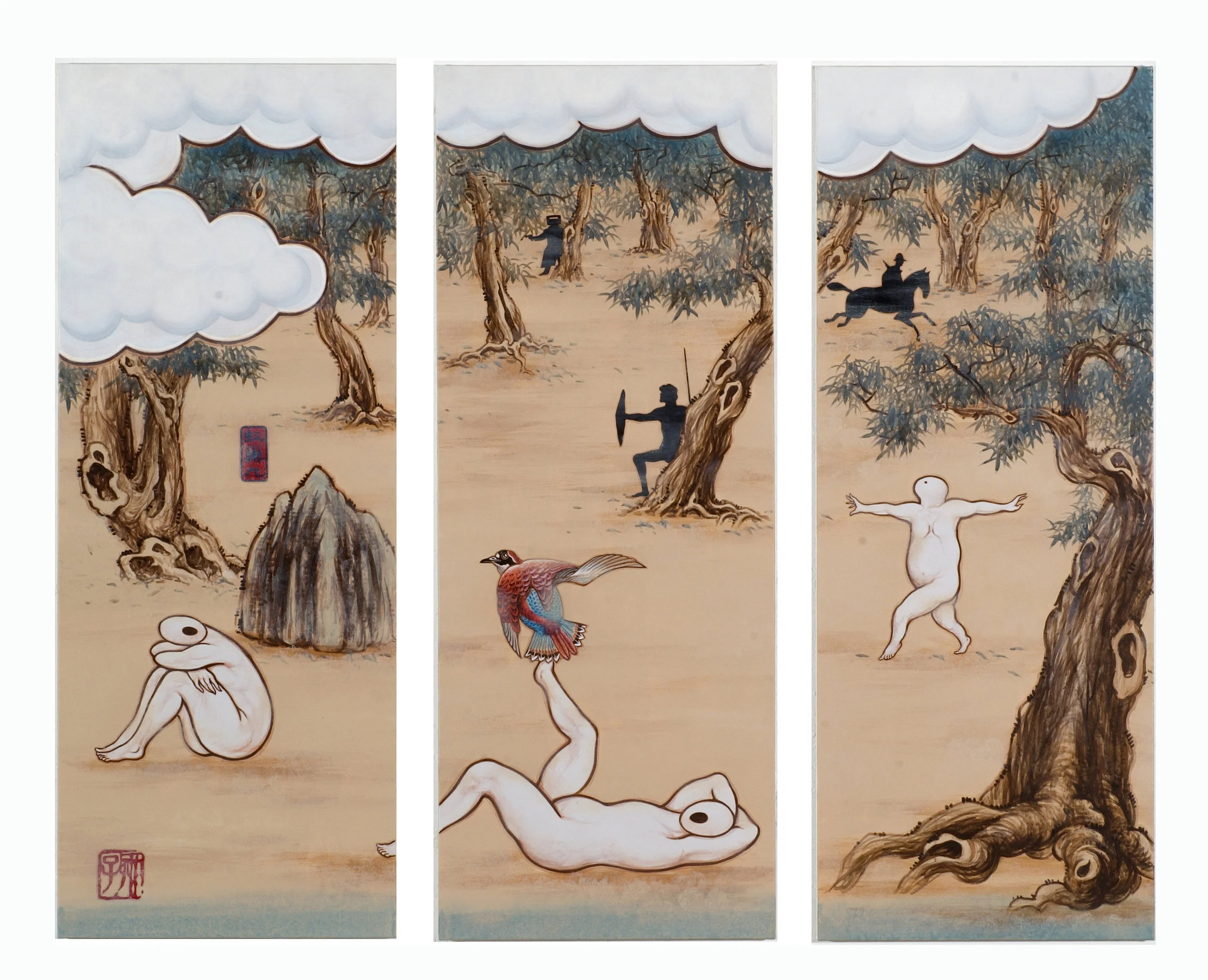 Guan Wei, A Mysterious Land No. 10, 2007, acrylic on canvas, 130 x 162 cm (3 x panels).