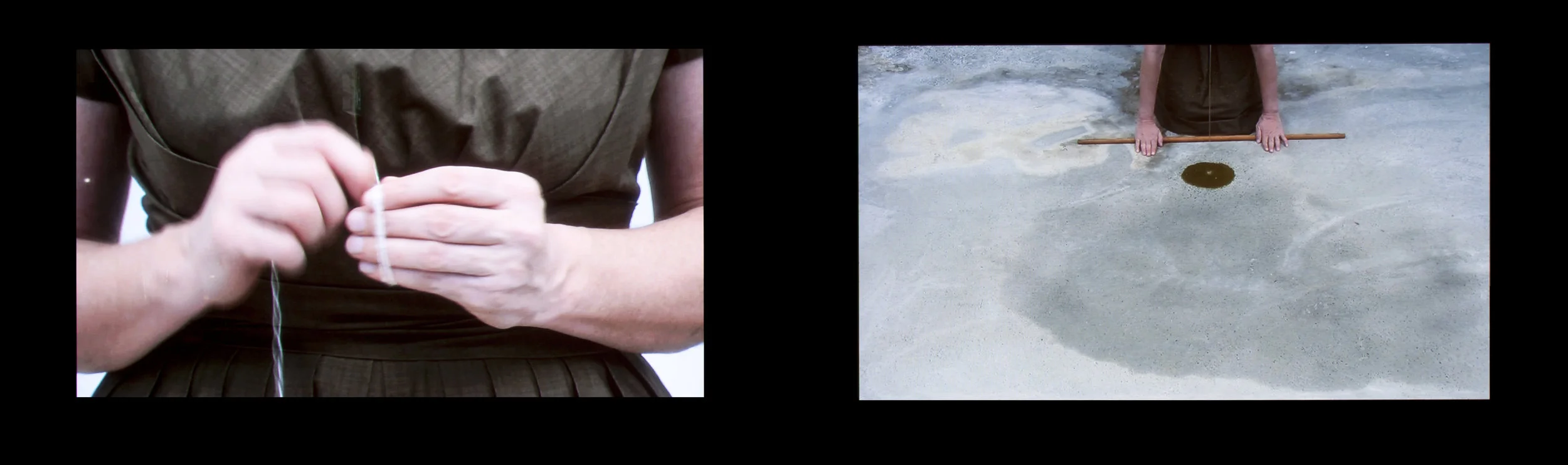Eugenia Raskopoulos , re‑ma(r)king , 2010, 2 channel video, sound, 5:15 min
