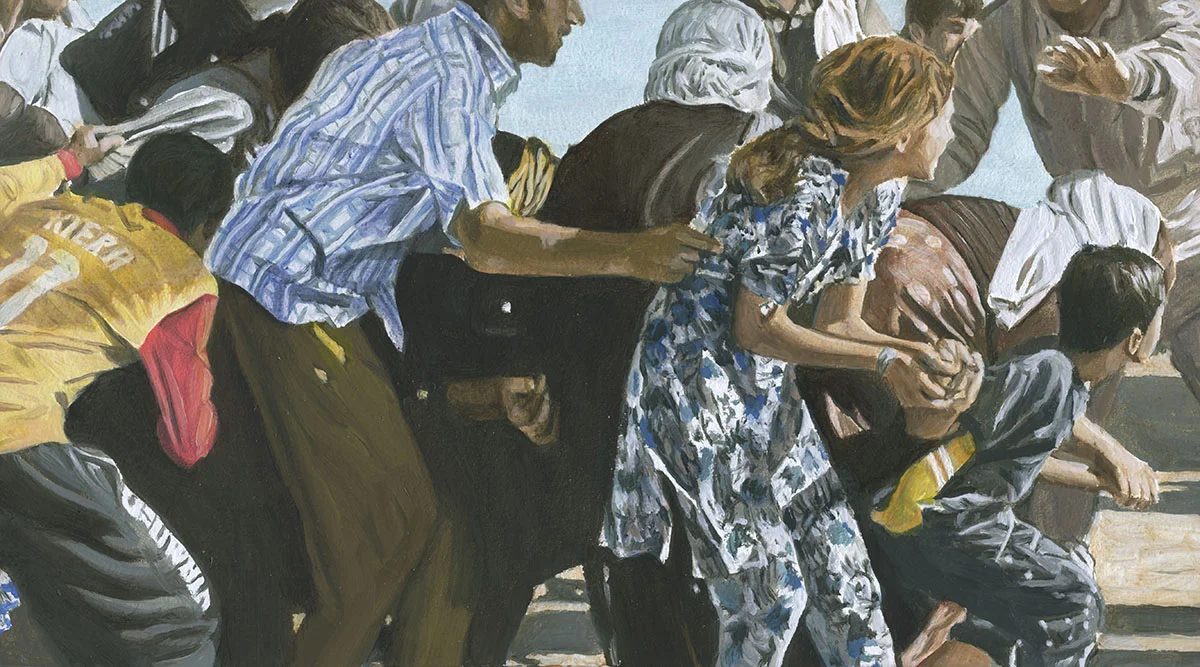 Lyndell Brown & Charles Green, Insecurity (Mount Sinjar 2014), oil on ply. 