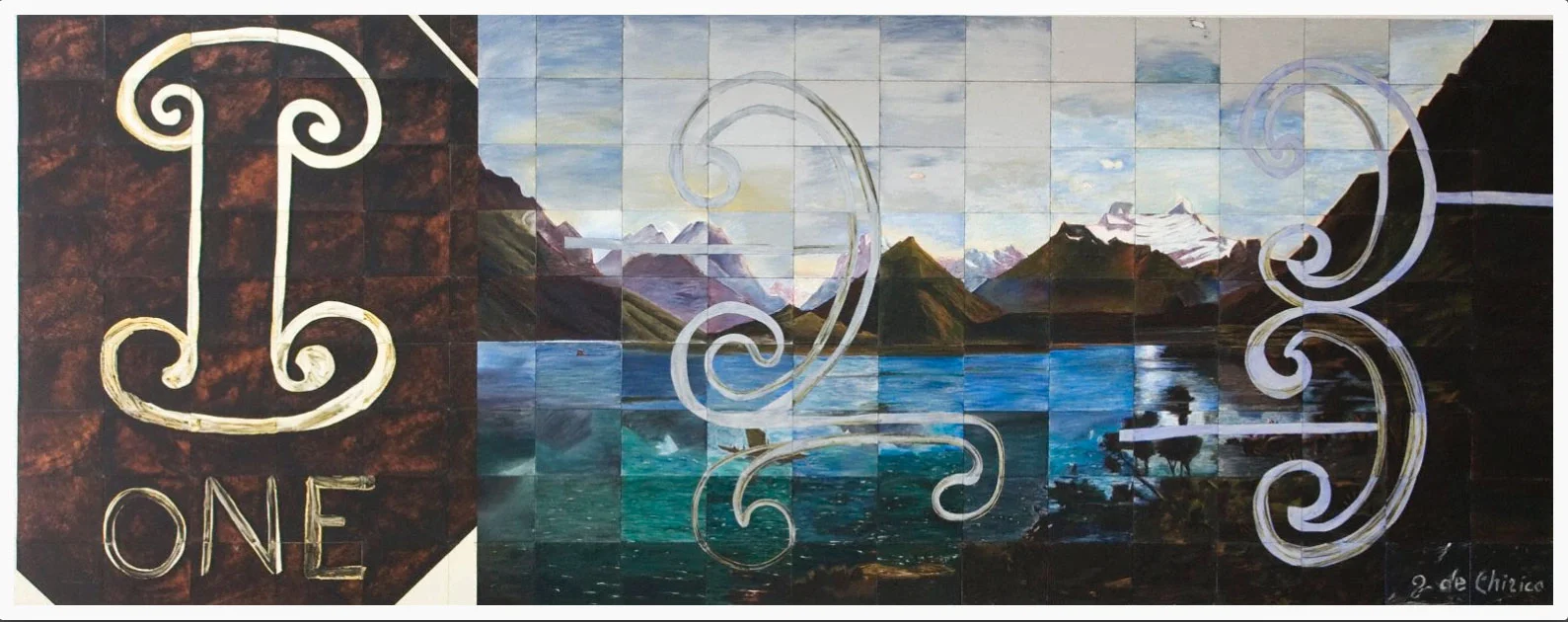 Imants Tillers, Counting: one, two, three, 1988, synthetic polymer paint, gouache, oilstick on 162 canvas boards, 251 x 639 cm