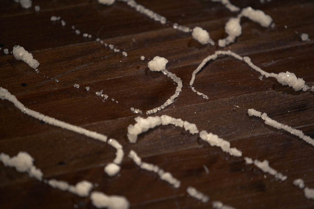   CYRUS TANG   Momentary Gleam  (detail) 2011 89 meters long human hair and crystal Dimensions variable 