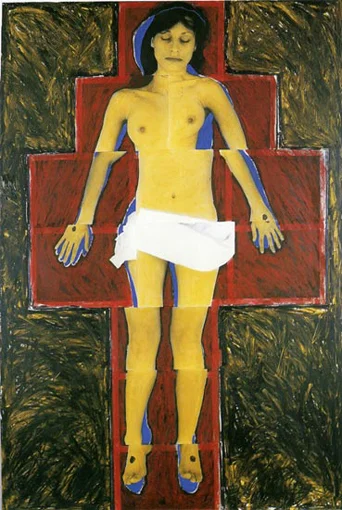 Julie Rrap, Persona and Shadows: Christ, 1984, cibachrome print, 194 x 105cm.
