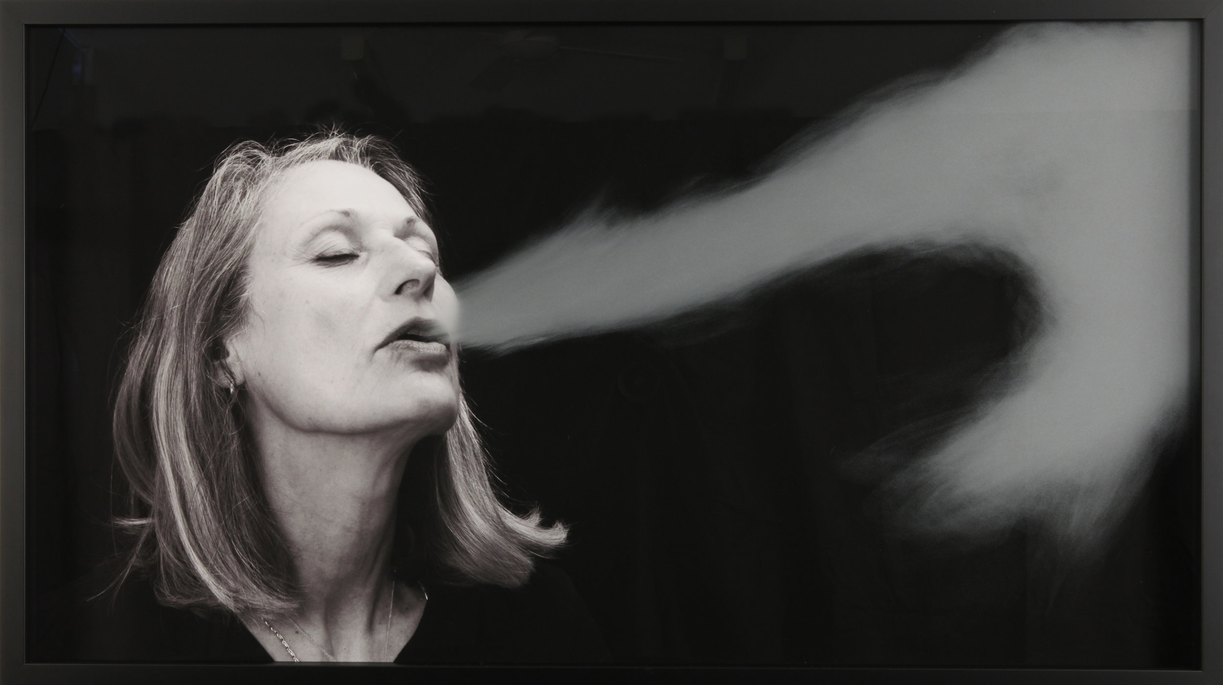 Julie Rrap, Breath Stream , 2018, pigment ink-jet print, hand-ground glass, 66.0 x 116.0 cm