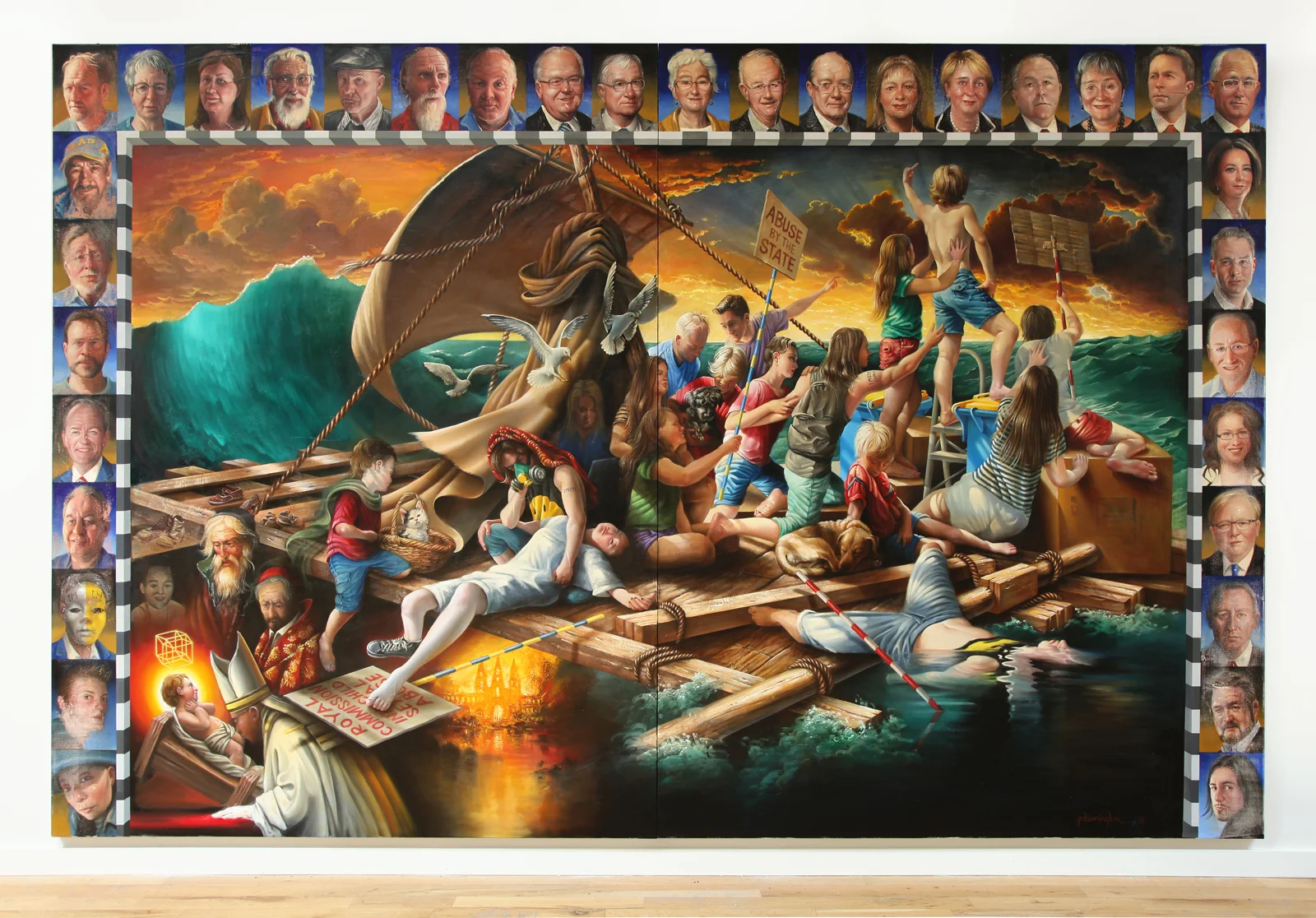 Peter Daverington, Raft of the Clan , oil and enamel on canvas, 260 x 397cm.