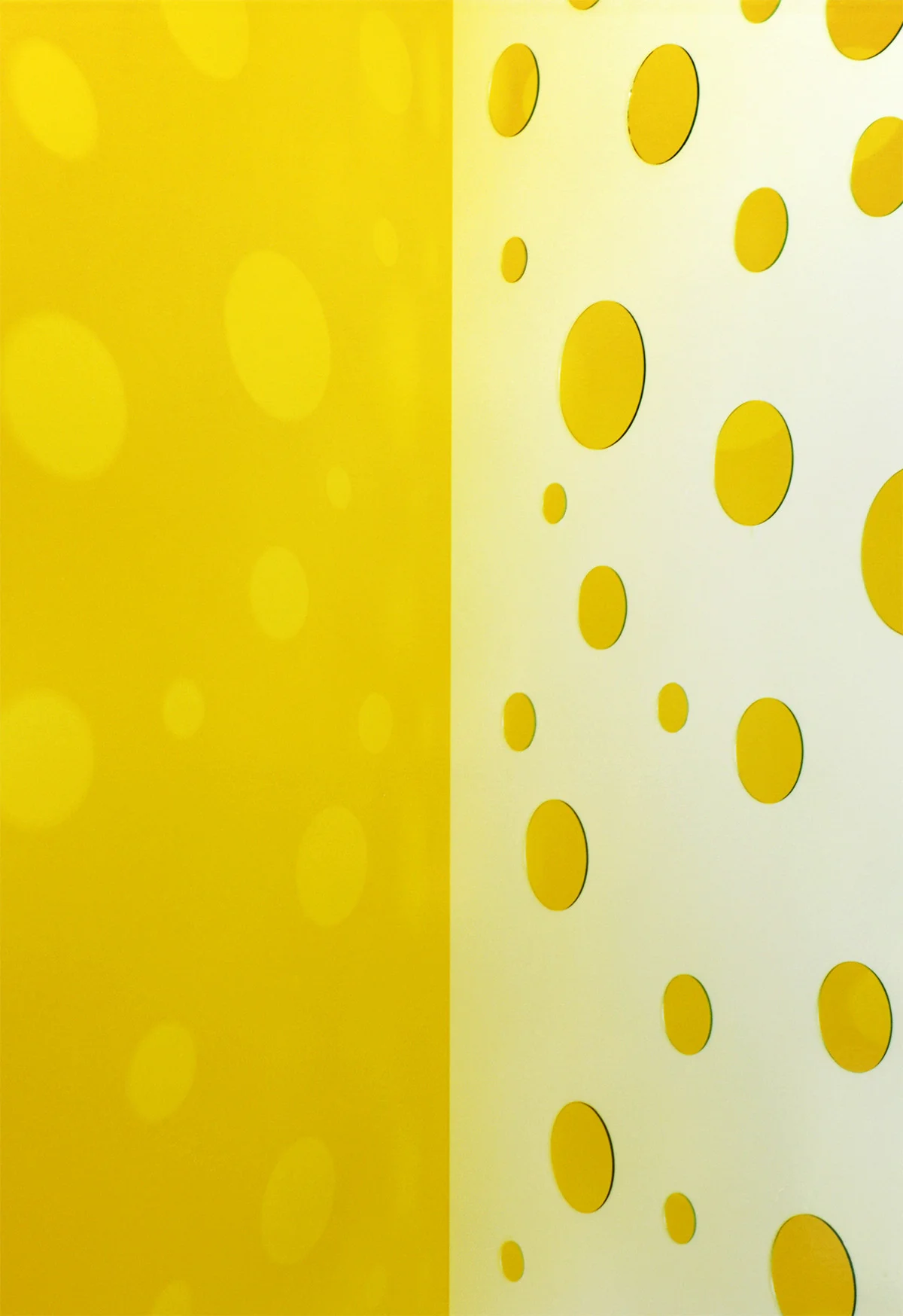 Image: Jacky Redgate, Light Throw (Mirrors) Fold - Yellow and White, 2018, chromogenic photograph handprinted, 185 x 127 cm.