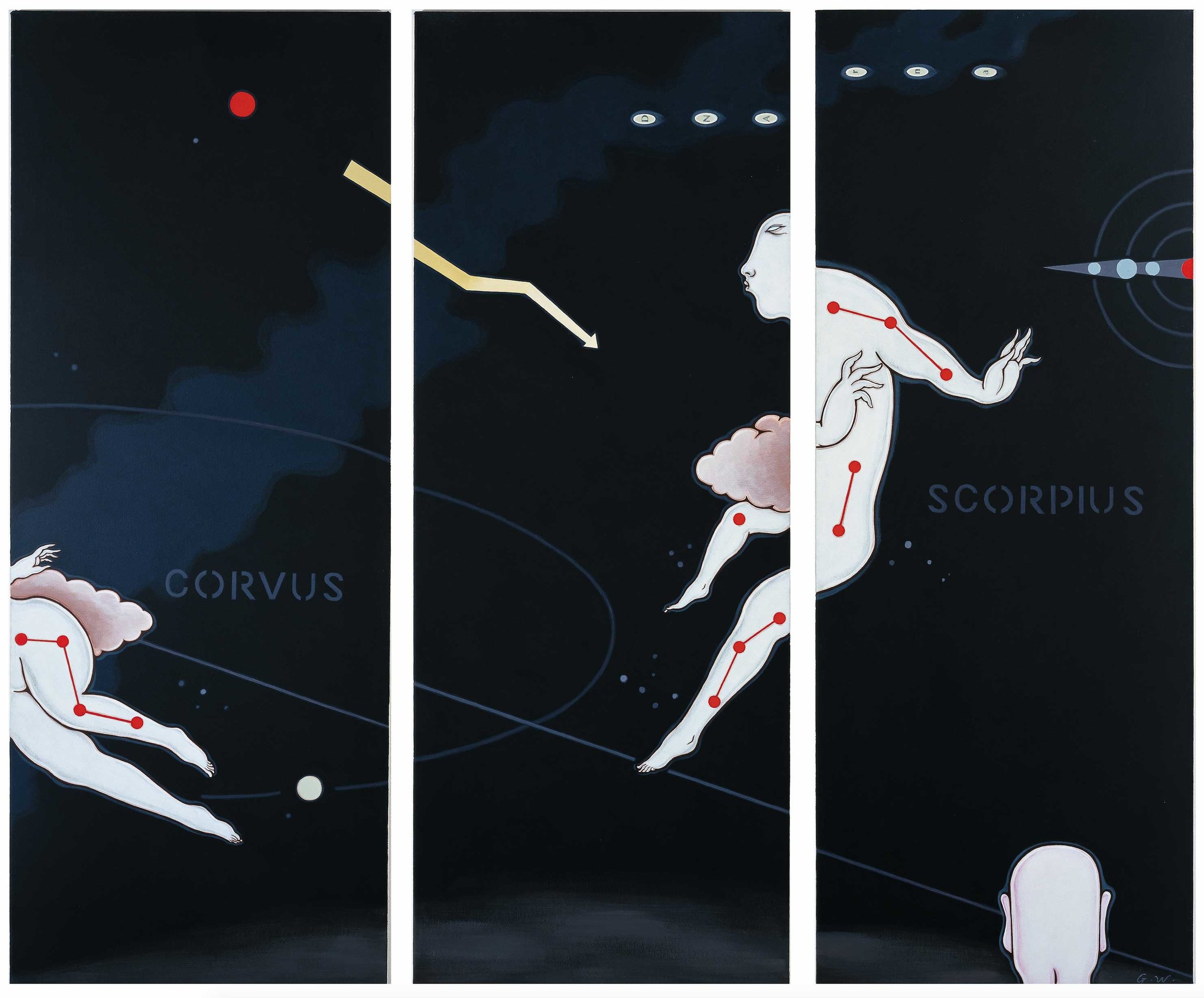 Guan Wei, Gazing Into Deep Space #9 , 2000, acrylic on canvas, 127 x 159 cm (triptych).