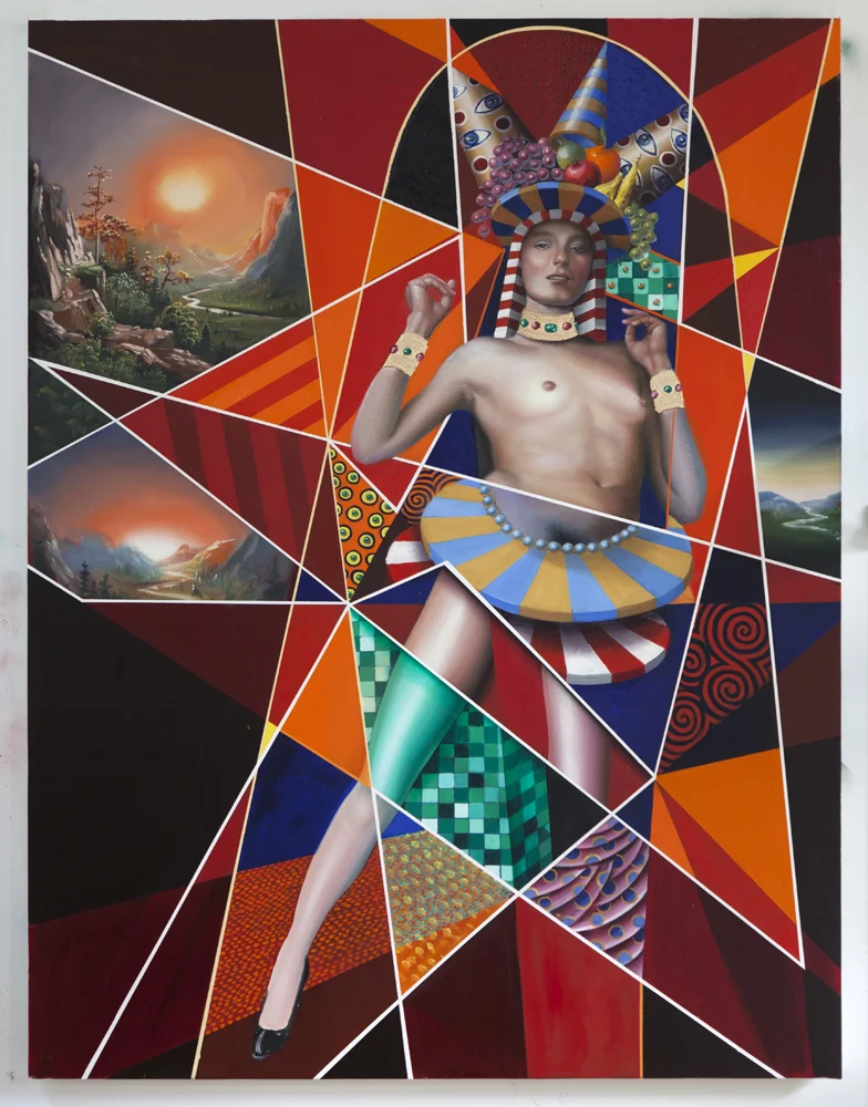 Peter Daverington, Space is the Place , 2019, oil and gold leaf on canvas, 198 x 152cm