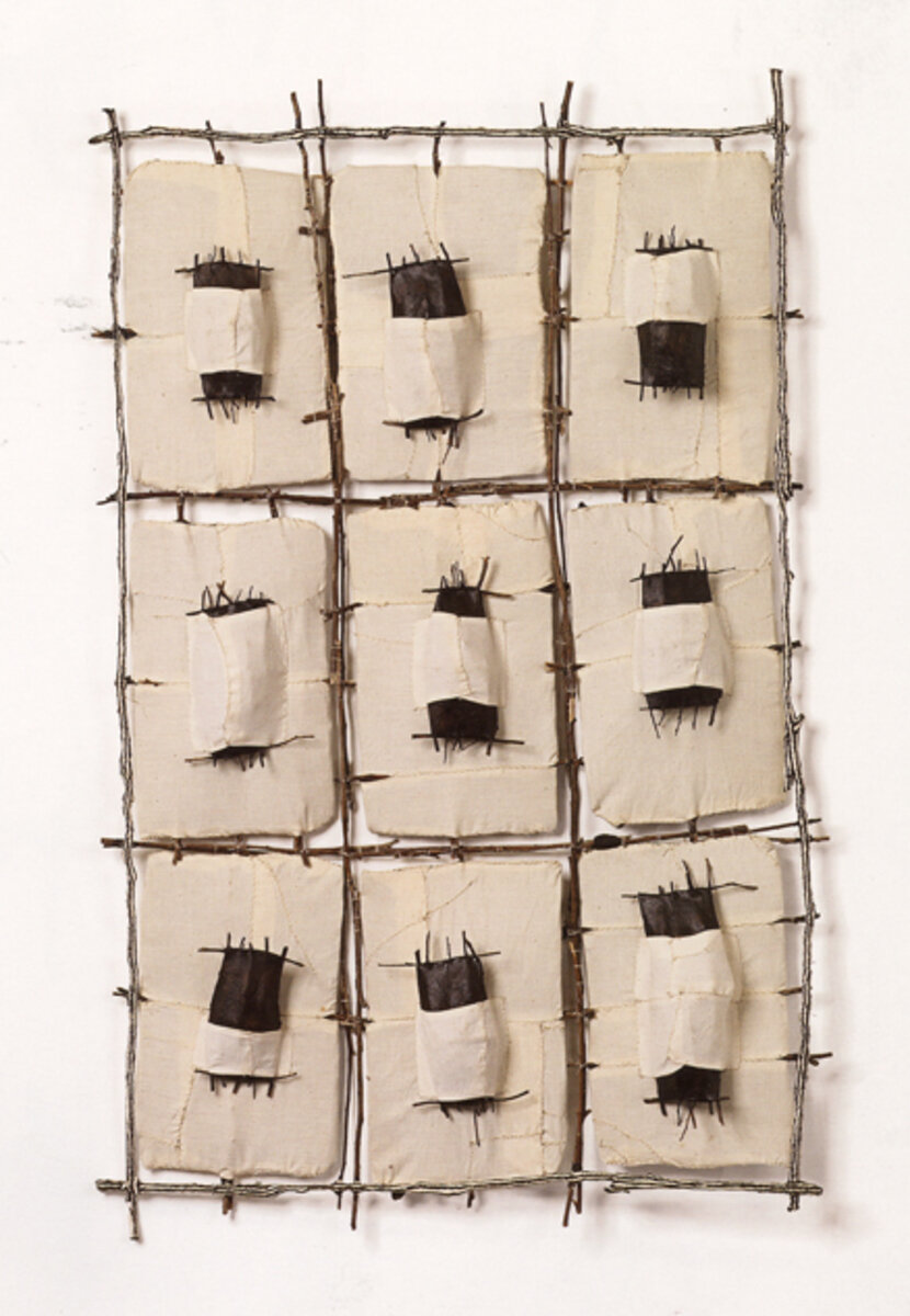   9 Conversations (And 81 Drawings)  (1996), Twigs, Calico, Bituminous Paint, Cotton Thread, 124 x 76 x 10 cm 