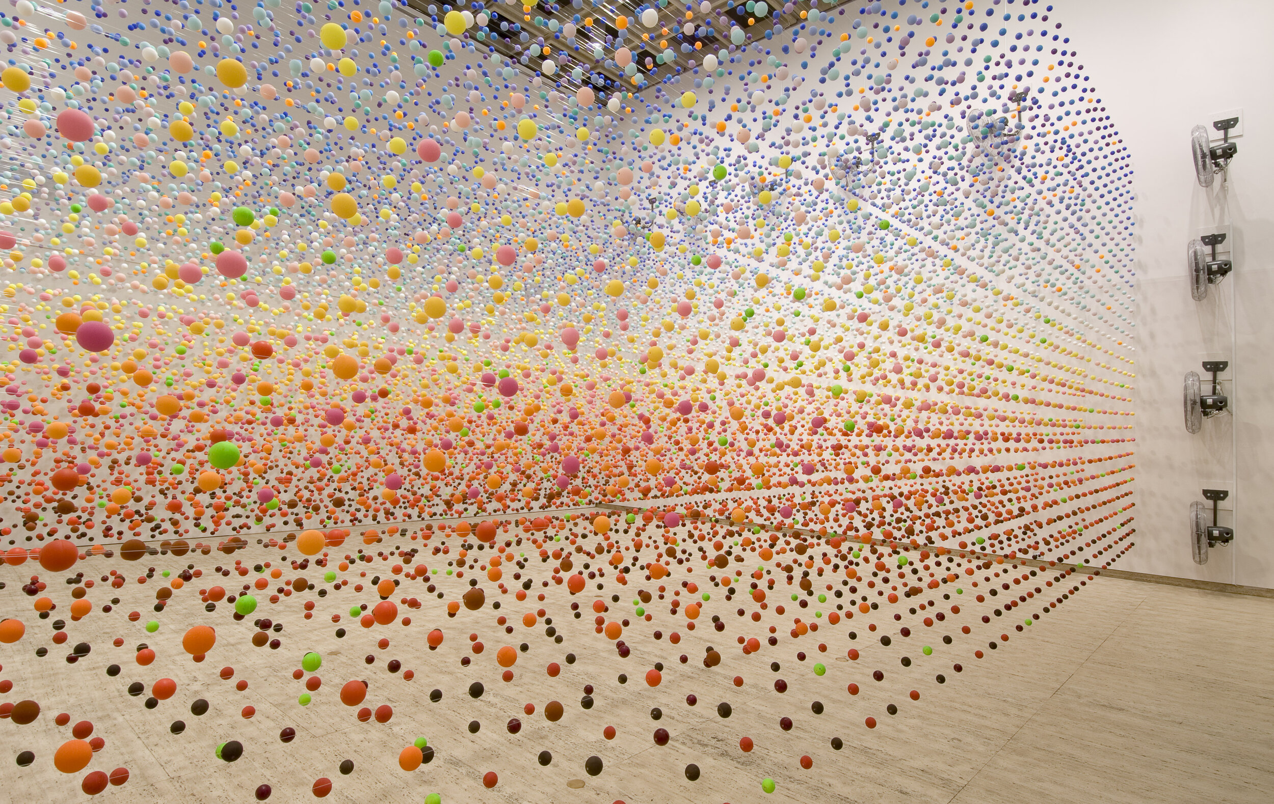  Nike Savvas,  Atomic: full of love, full of wonder , 2005, polystyrene, nylon, polymer paint, electric fans, air movement. In the AGNSW collection. 