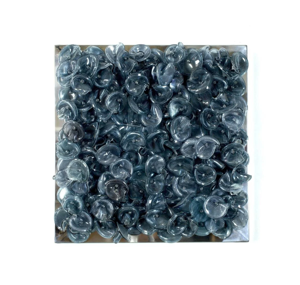   DANI MARTI   Arrangement in Off White (Blue) , 2019 Customised corner cube reflectors on aluminium frame 60 x 60 x 12 cm 