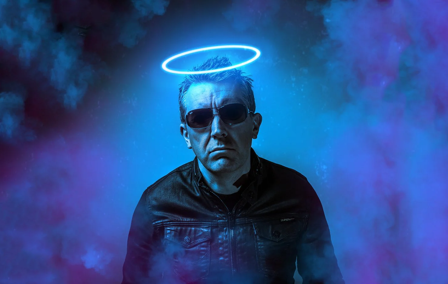 Angel Mockup in Photoshop with blue background