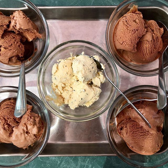 Made lots of ice cream this summer from incredible raw Jersey cream. Chocolate and strawberry are two unfailing favorites at our house, but we branched out into fresh peppermint, cherry vanilla, choc peanut butter, and peach this year! Pure maple syr