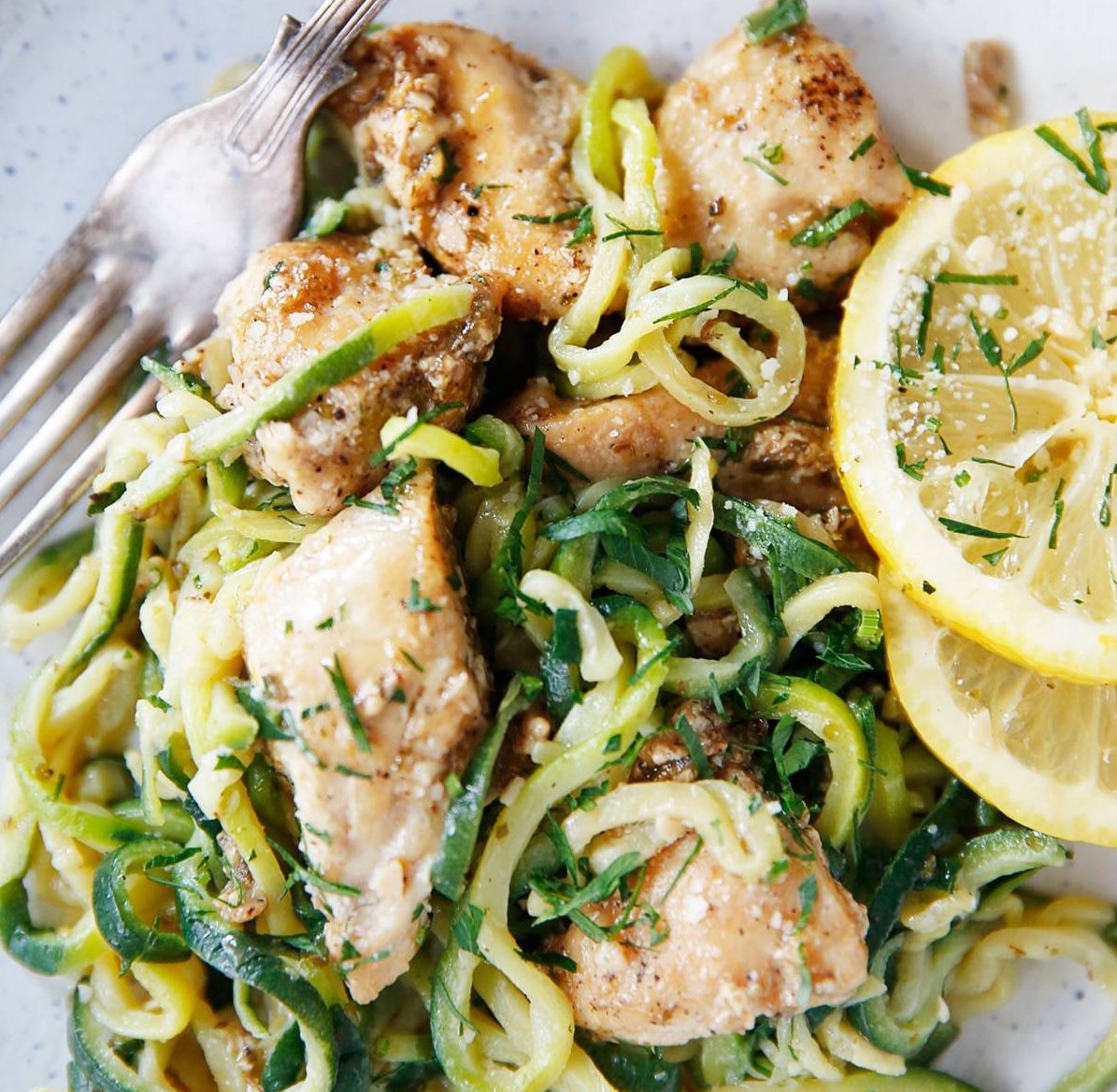 Lemon Garlic Chicken & Veggie Zoodle Bowl