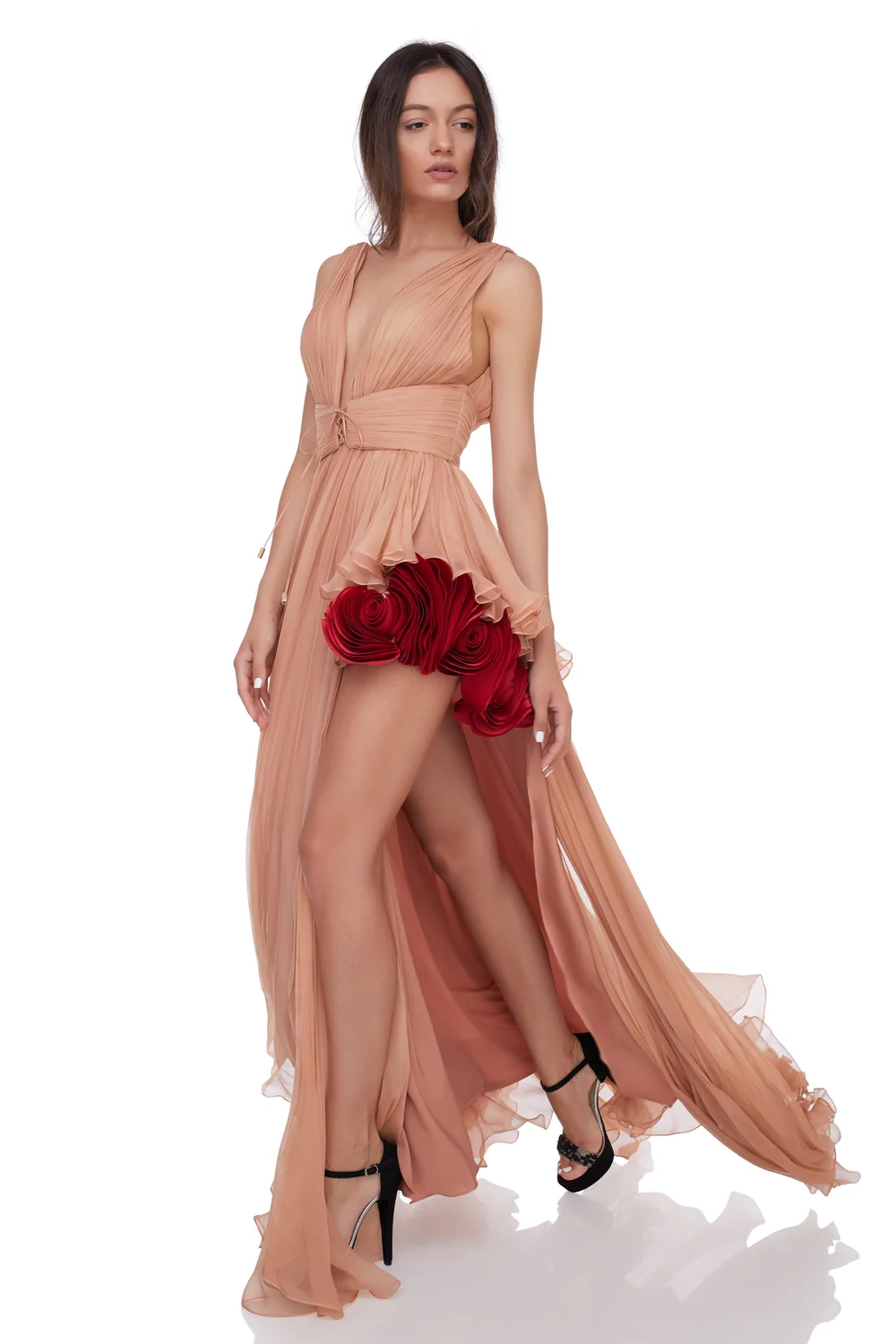 strapless open back dress Shiny Balloon Dress  Belchic