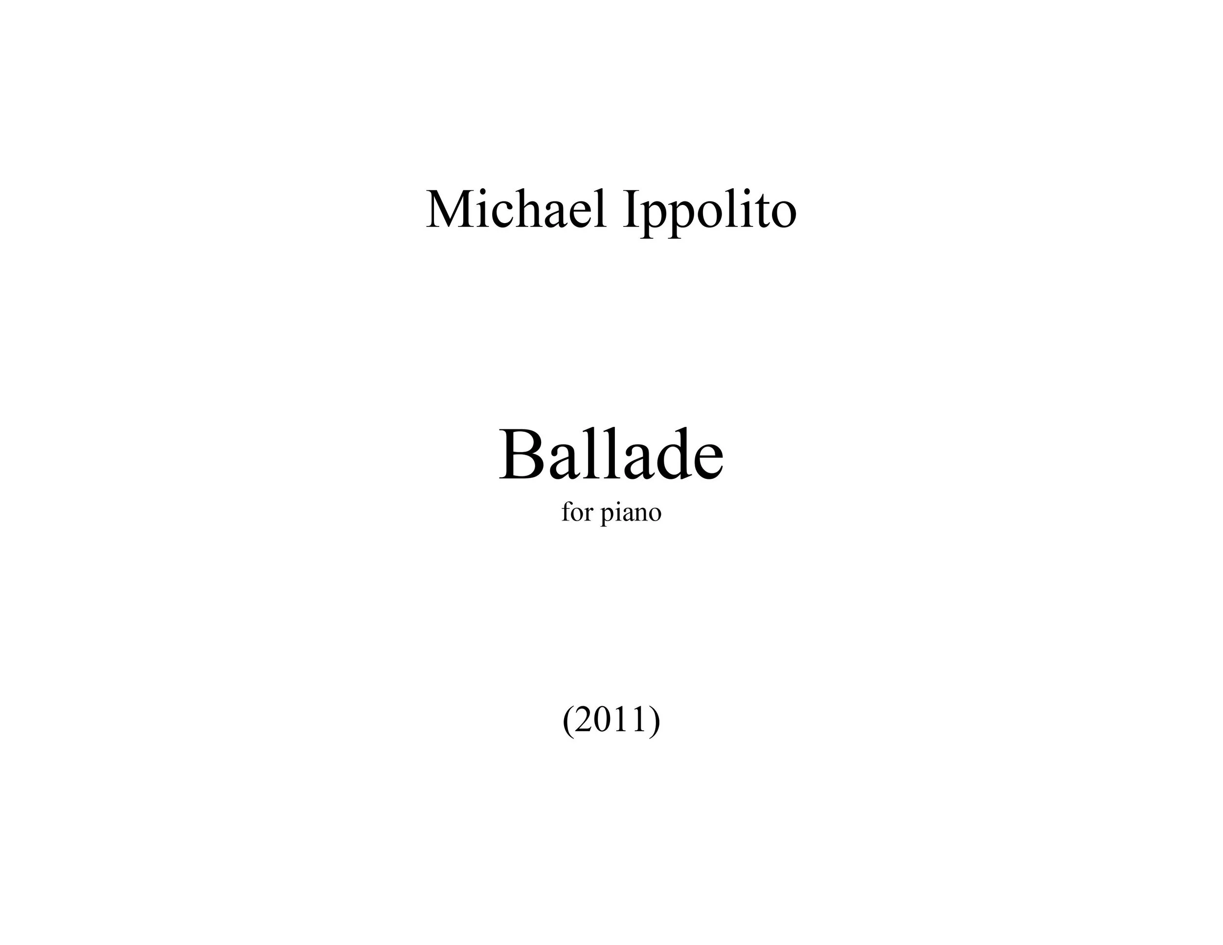 Ballade for piano