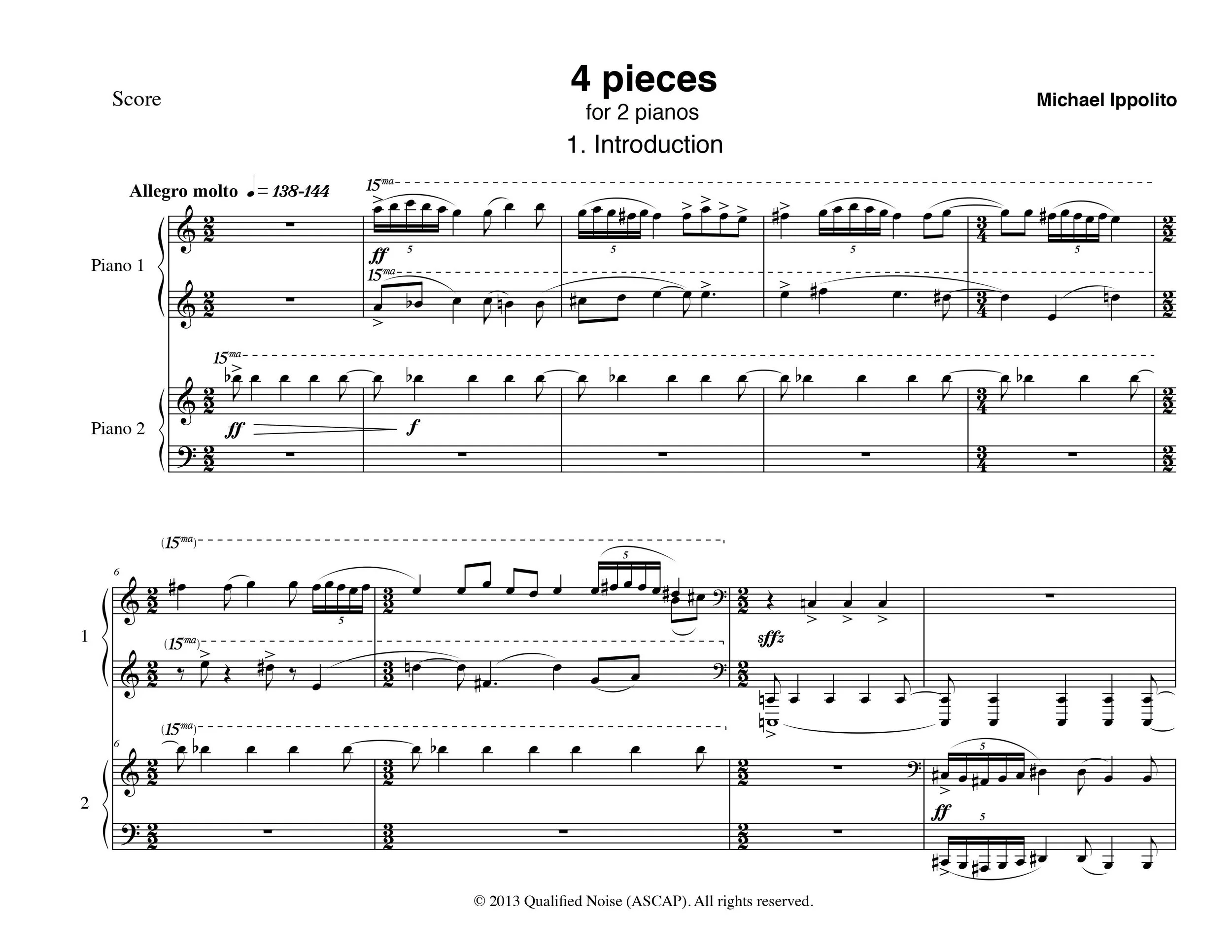 4 Pieces for two pianos