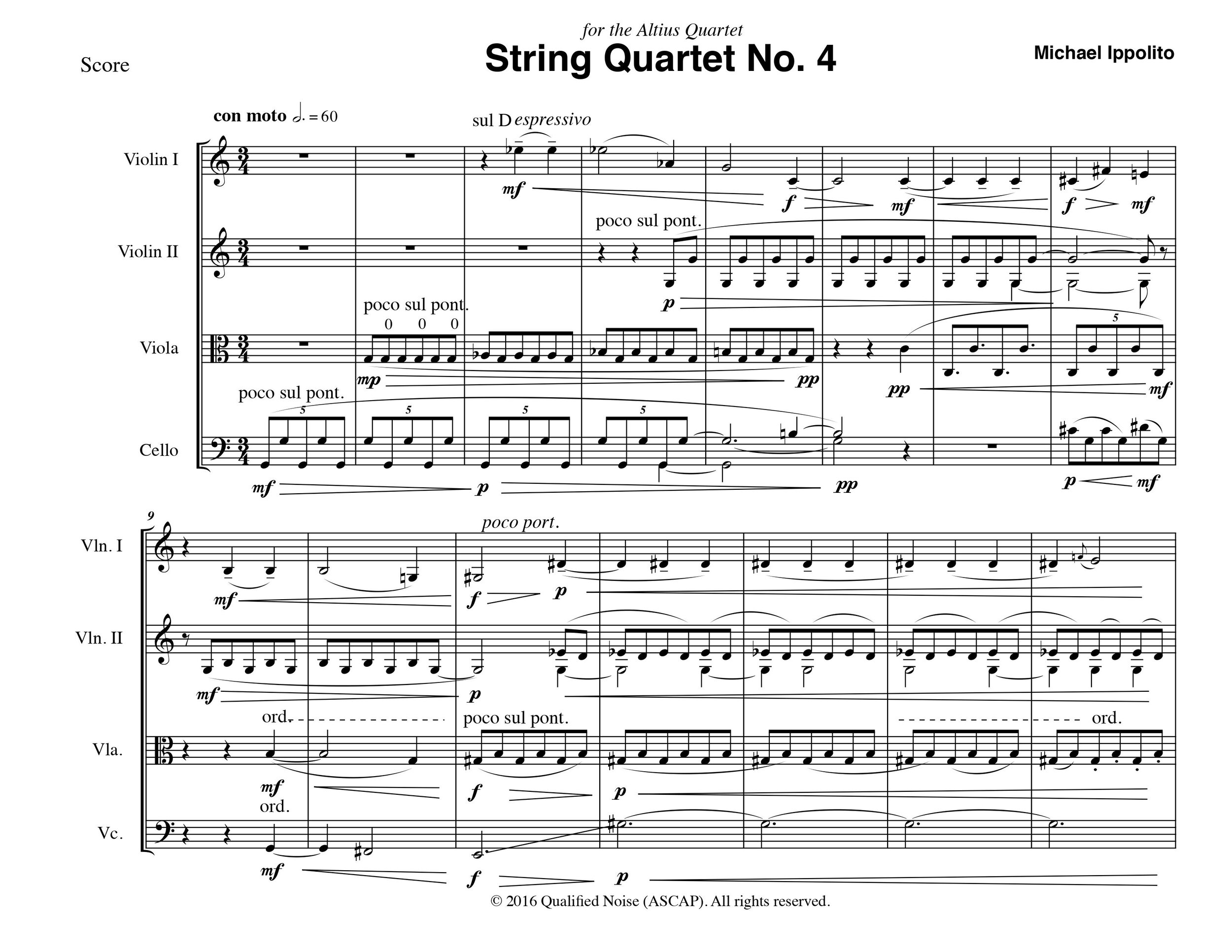 String Quartet No. 4 - Score and Parts