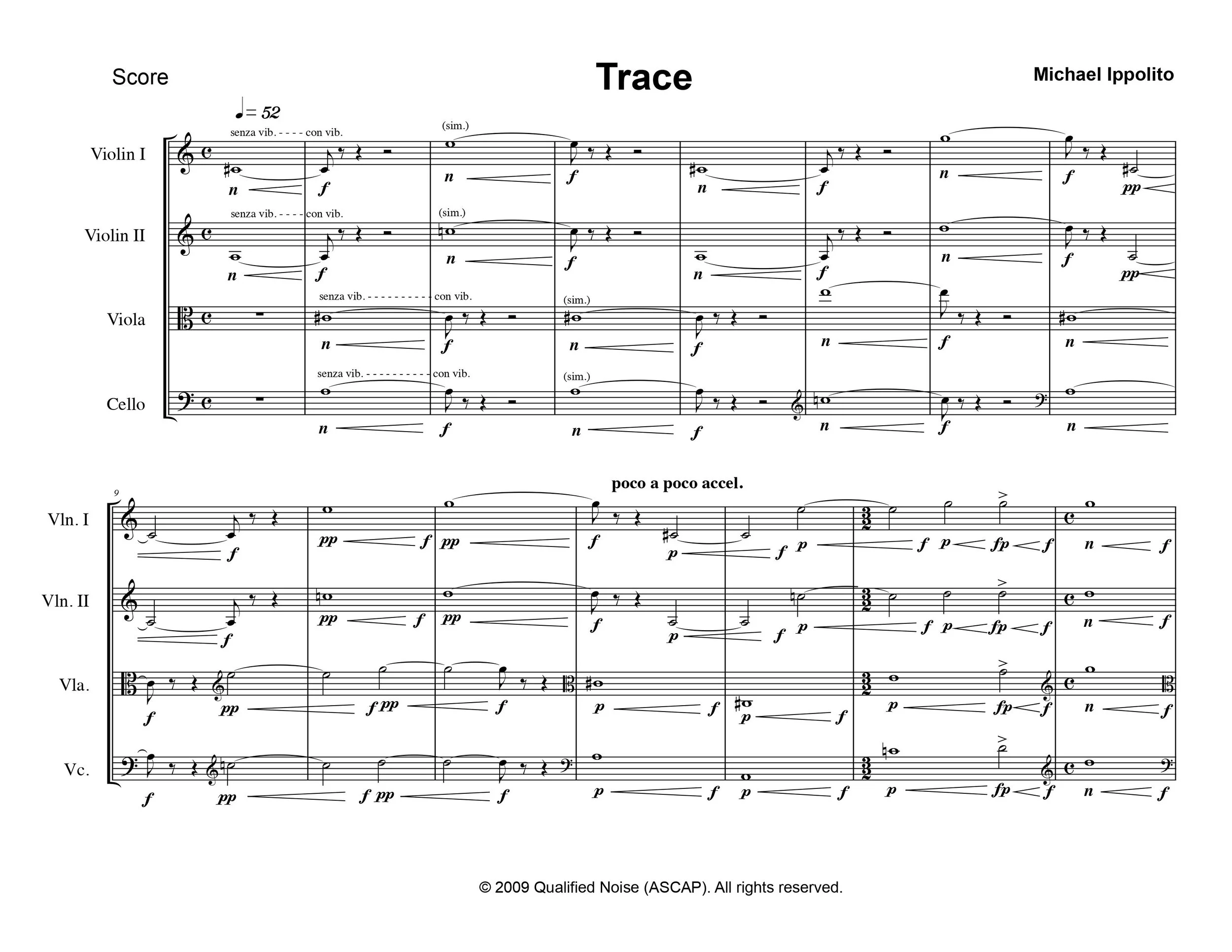 Trace, for string quartet