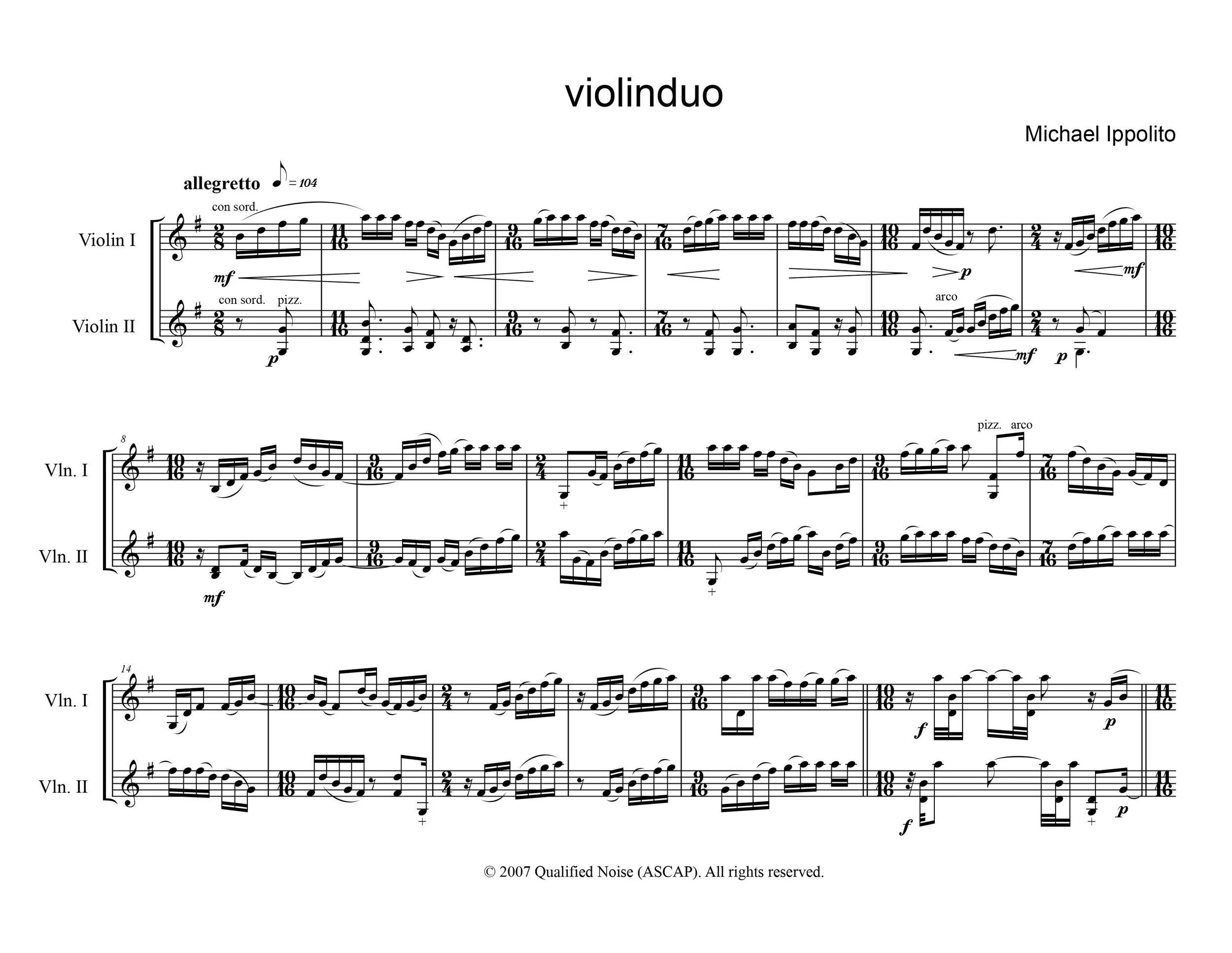 violinduo, for two violins