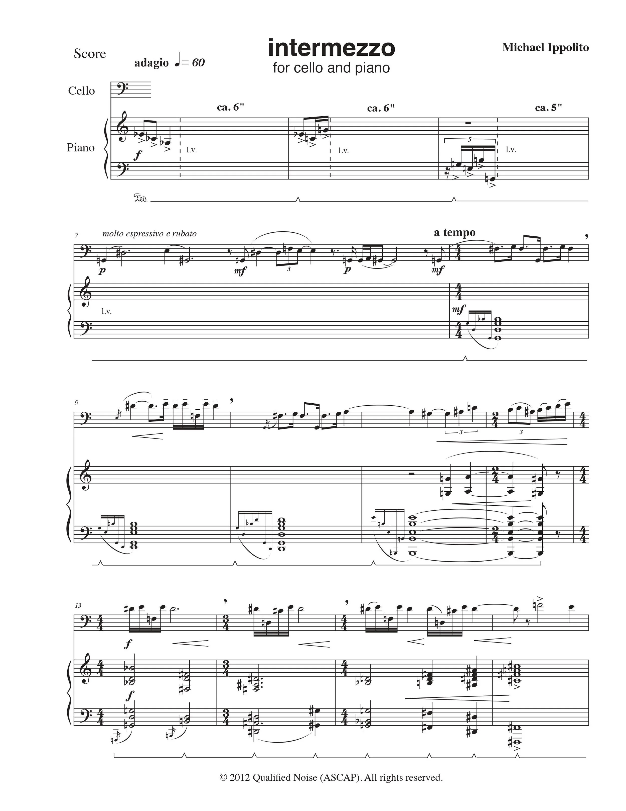 Intermezzo for cello and piano