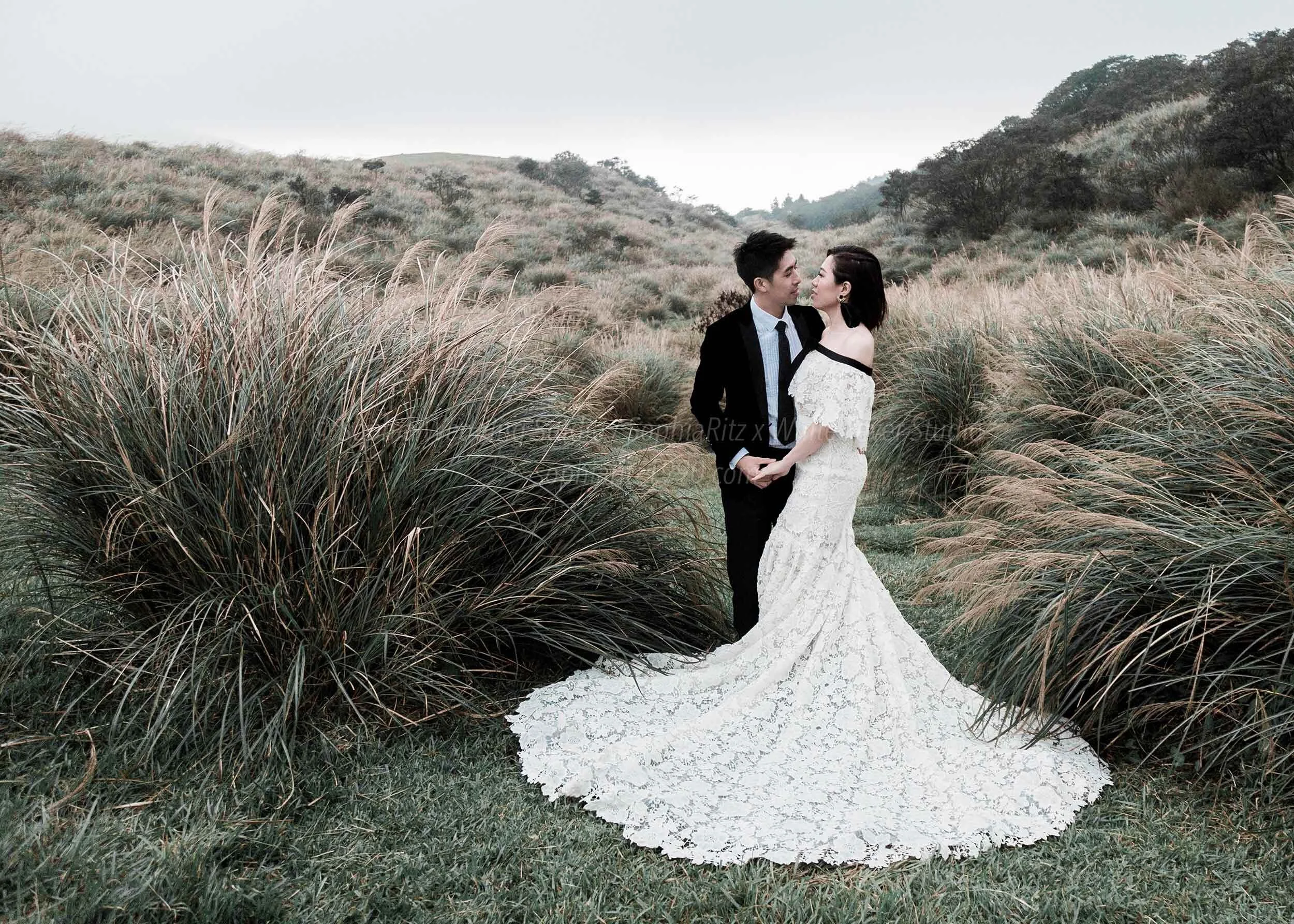  蘇菲雅婚紗-白色狂熱聯名-陽明山-外景-芒草-婚紗照 