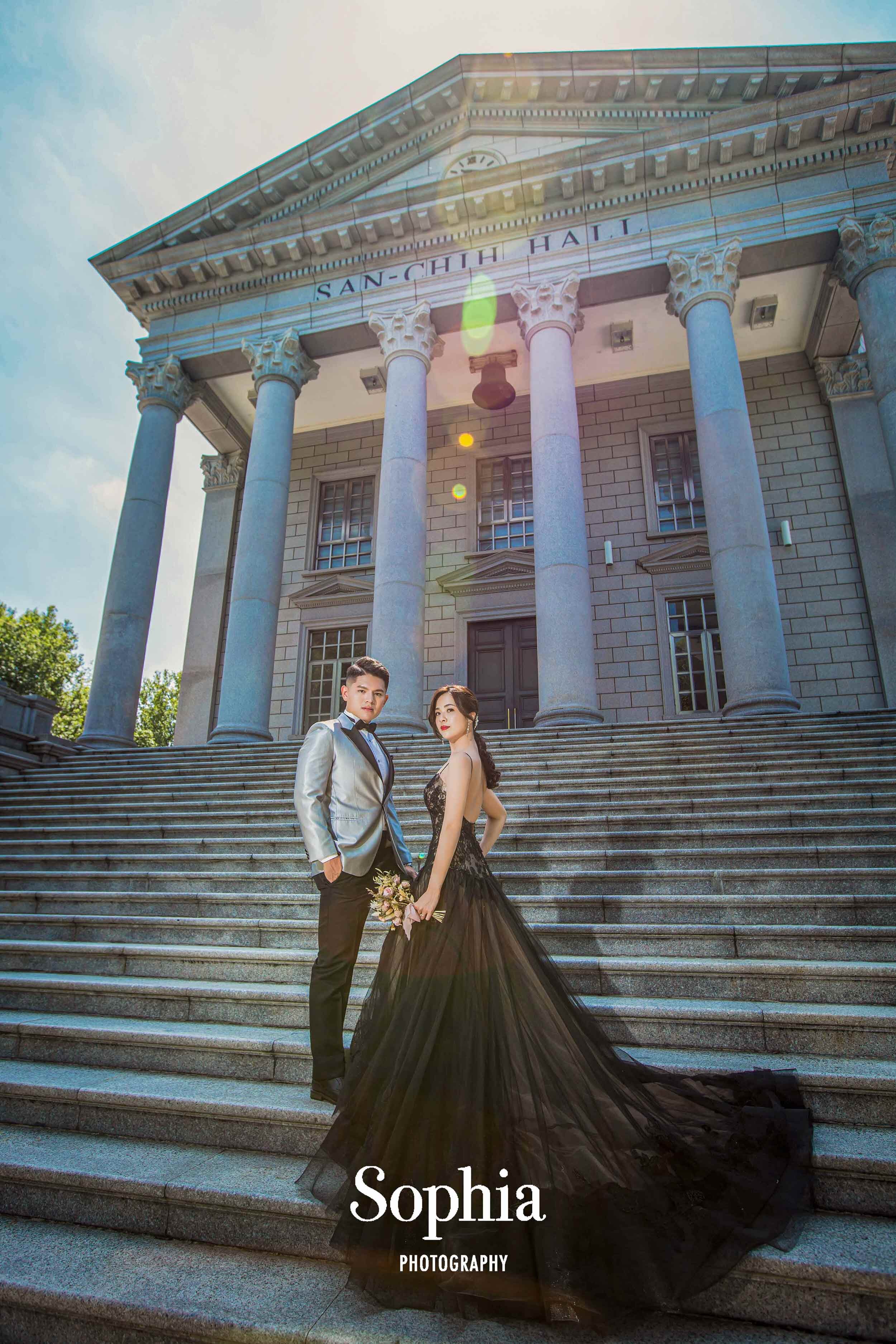  蘇菲雅婚紗-外景婚紗照-大同大學婚紗-黑色婚紗 