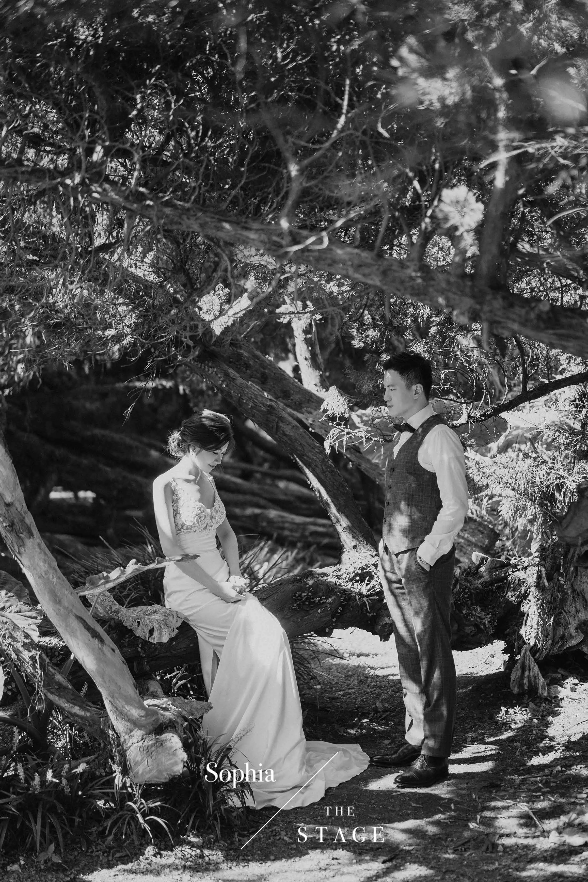  蘇菲雅婚紗-外景-森林-美式婚紗照-黑白 