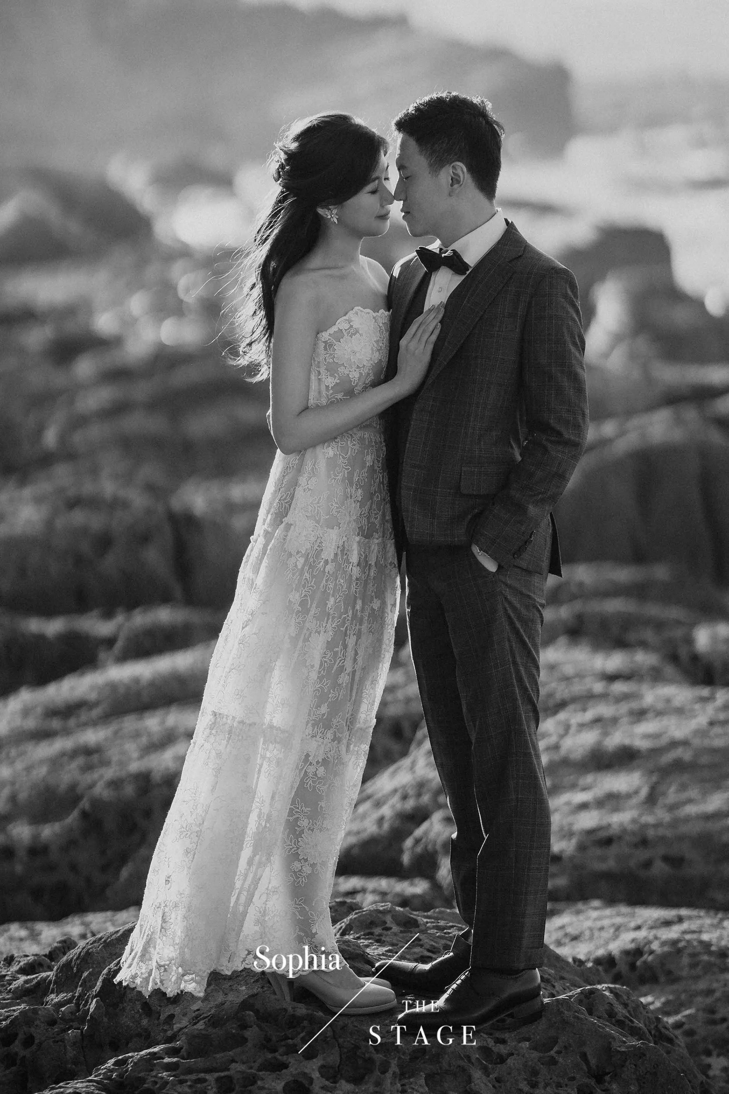  蘇菲雅婚紗-外景-森林-美式婚紗照-風景-龜山島-沿岸-黑白 