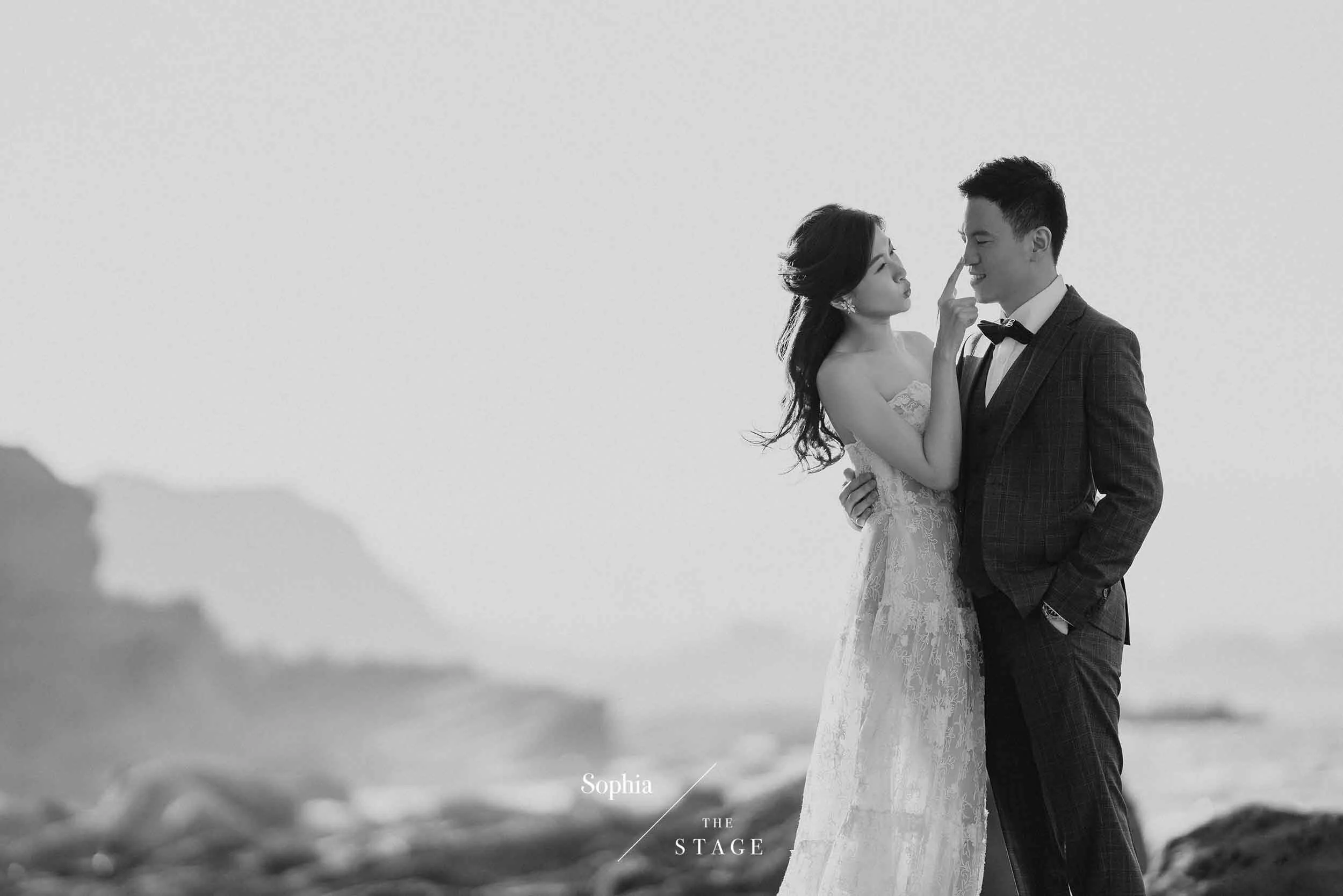  蘇菲雅婚紗-外景-森林-美式婚紗照-風景-龜山島-沿岸-黑白 