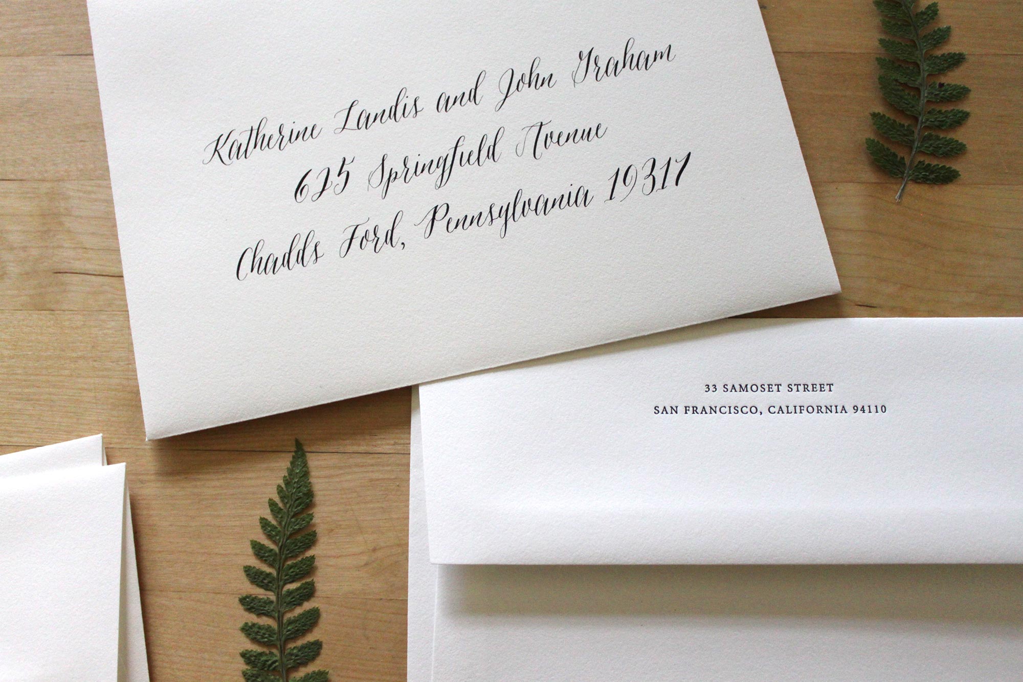 Letterpress Return Address, Digitally Printed Guest Address