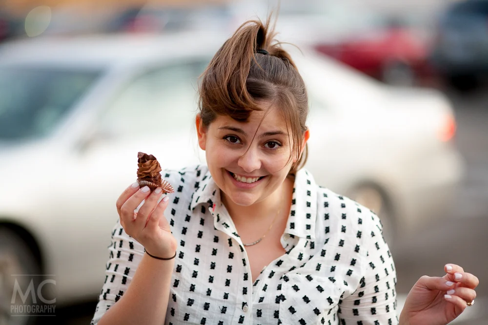 This is kind of like that time at Simone & Cliff's wedding when my hair blew over in the wind and looked exactly like the mini cupcake. Whoopie Daisy! My fab second shooter, MC caught the moment.