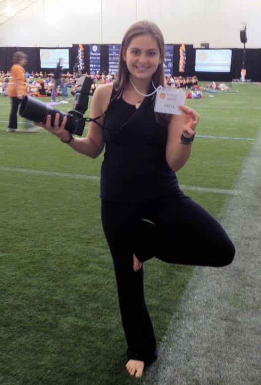 My first year photographing Yogathon and my very first press pass.