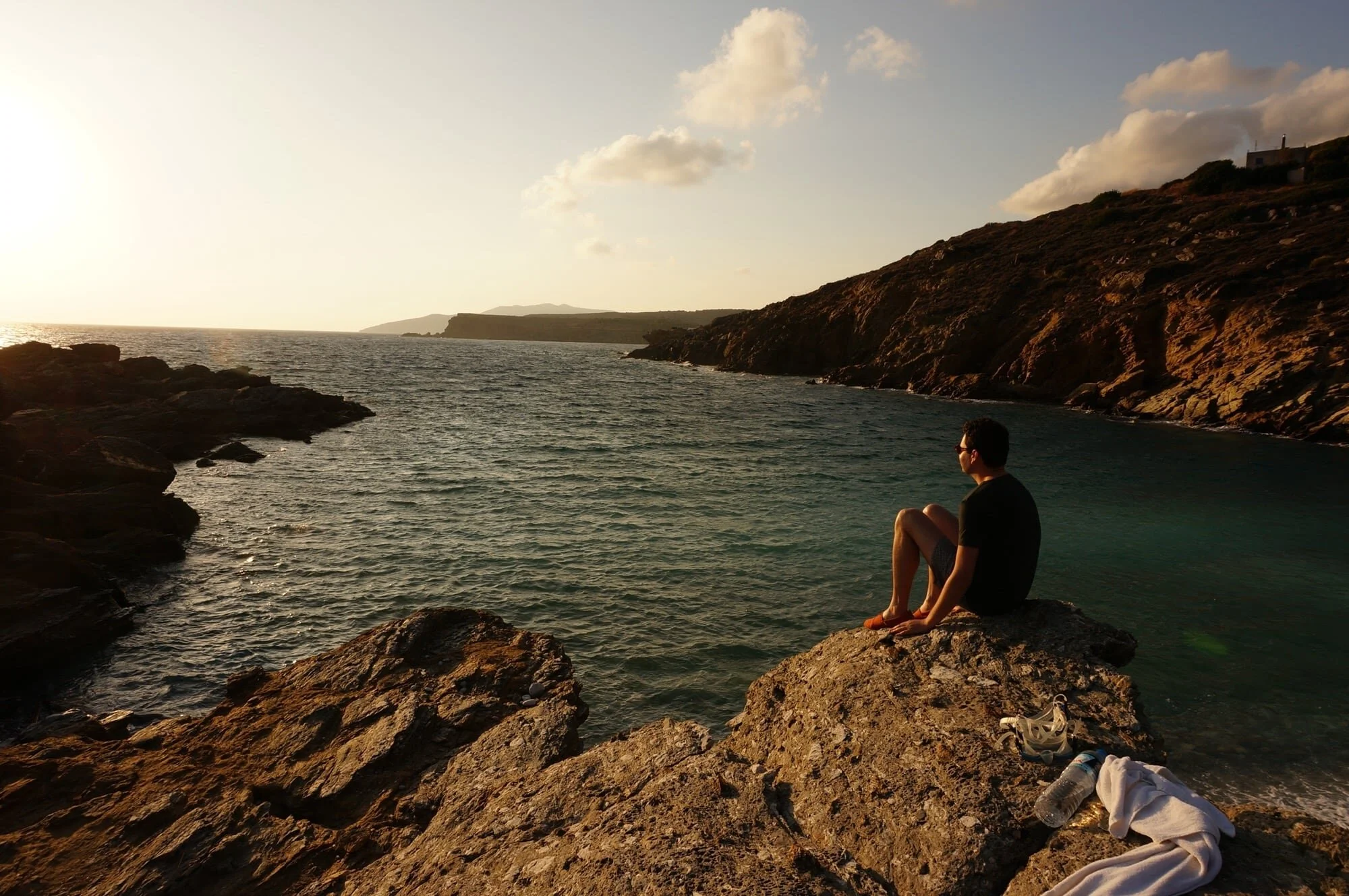 Joe, watching the sunset in Mani