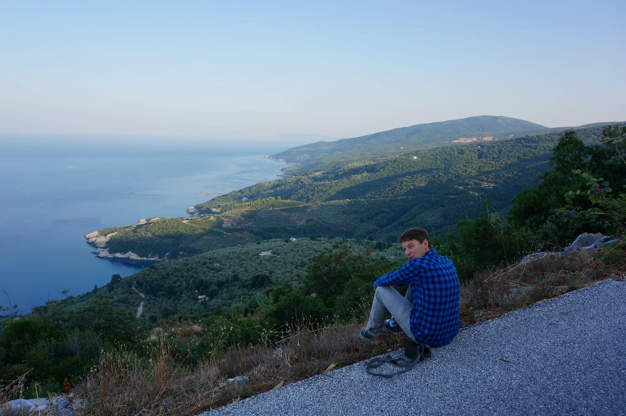 Admiring the olive groves