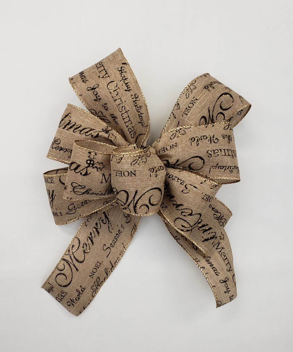 Burlap Script 2.5 Inch Wire Ribbon 50 Yards — Rich Plus Gift