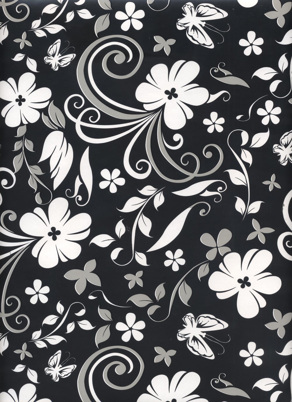 20pcs Letter Graphic Gift Wrapping Paper, Vintage Black Flower