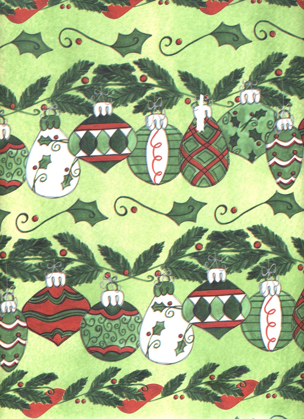 Ornaments on Lime — Rich Plus Gift Wrapping Paper Wholesale