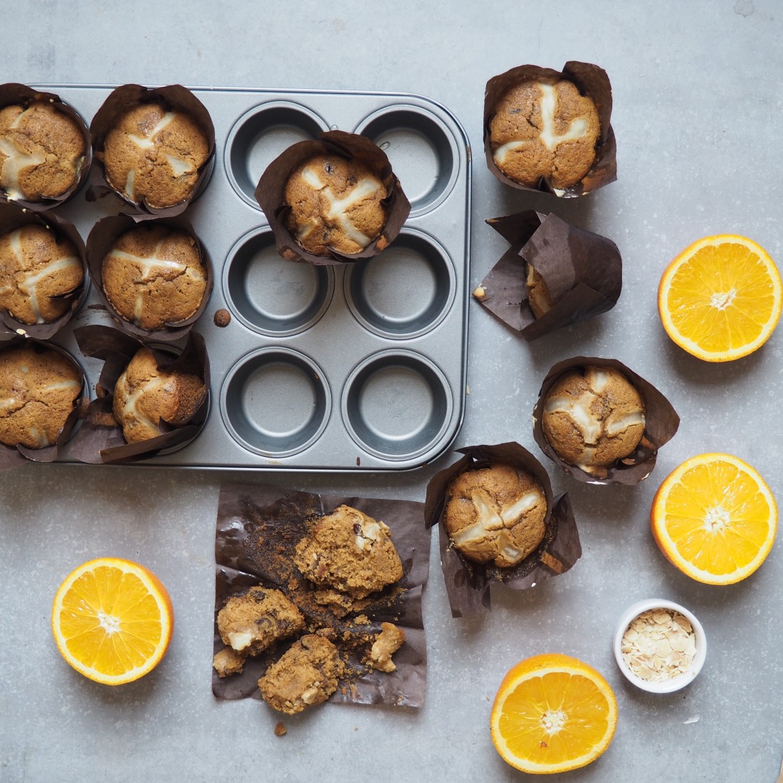 Gluten-free hot cross muffins by Madeleine Shaw (c) 